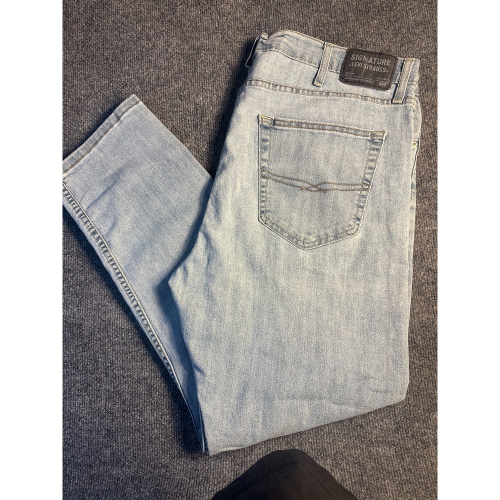 Levi's S37 Jeans Mens 40x30 Blue Denim Slim Light Wash High Rise Faded Whiskered